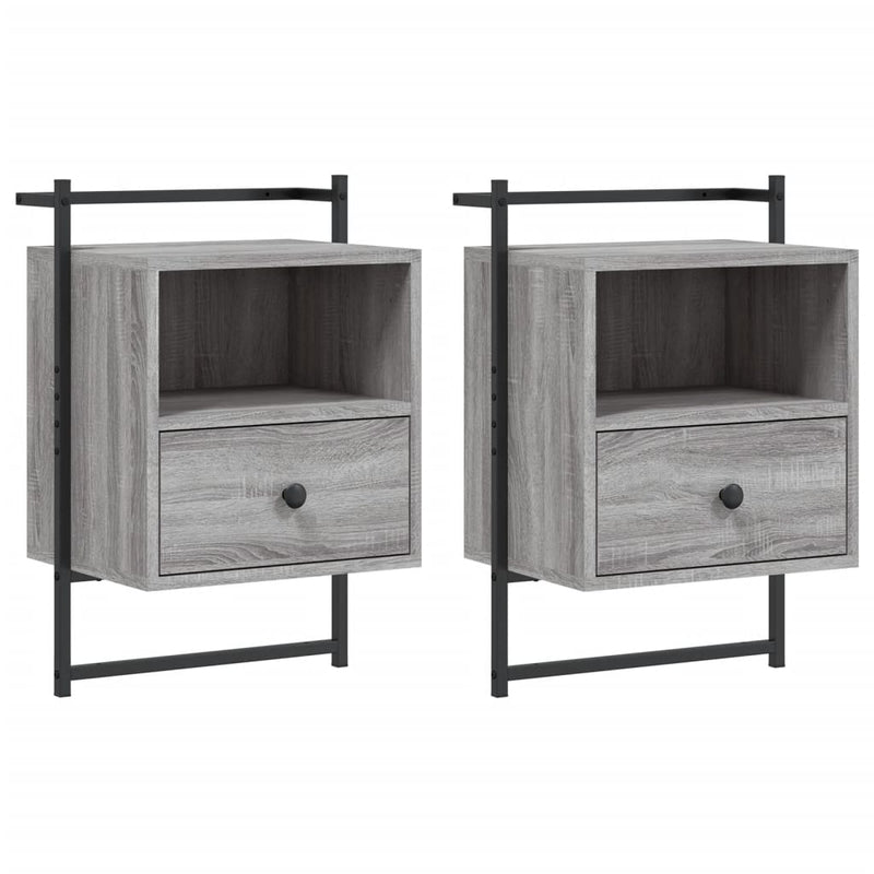 Nachtkastjes 2 st wandgemonteerd 40x30x61 cm hout grijs sonoma MeubelReus
