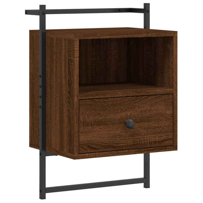 Nachtkastje wandgemonteerd 40x30x61 cm hout bruin eikenkleur MeubelReus