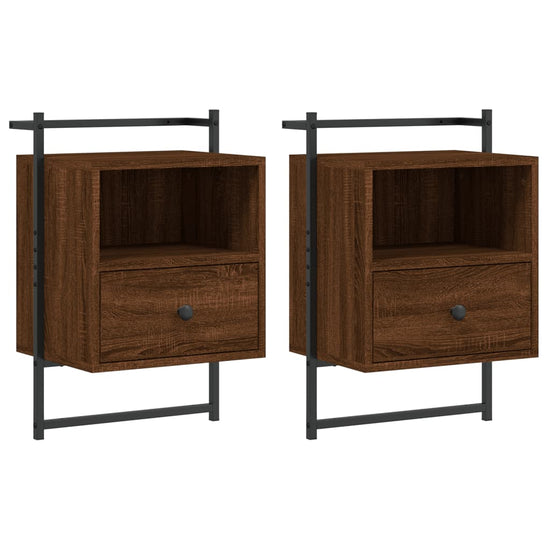 Nachtkastjes 2 st wandgemonteerd 40x30x61 cm hout bruineiken MeubelReus