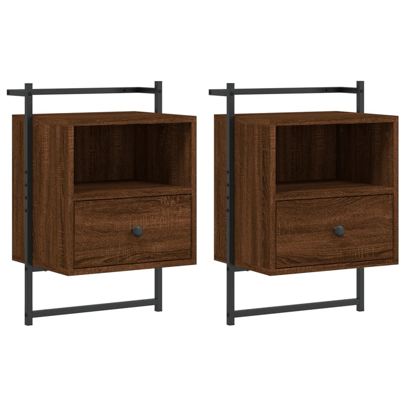 Nachtkastjes 2 st wandgemonteerd 40x30x61 cm hout bruineiken MeubelReus
