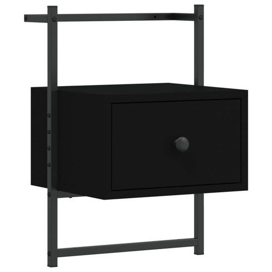 Nachtkastje wandgemonteerd 35x30x51 cm bewerkt hout zwart MeubelReus