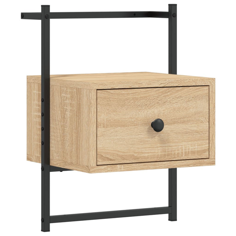 Nachtkastje wandgemonteerd 35x30x51 cm hout sonoma eikenkleurig MeubelReus