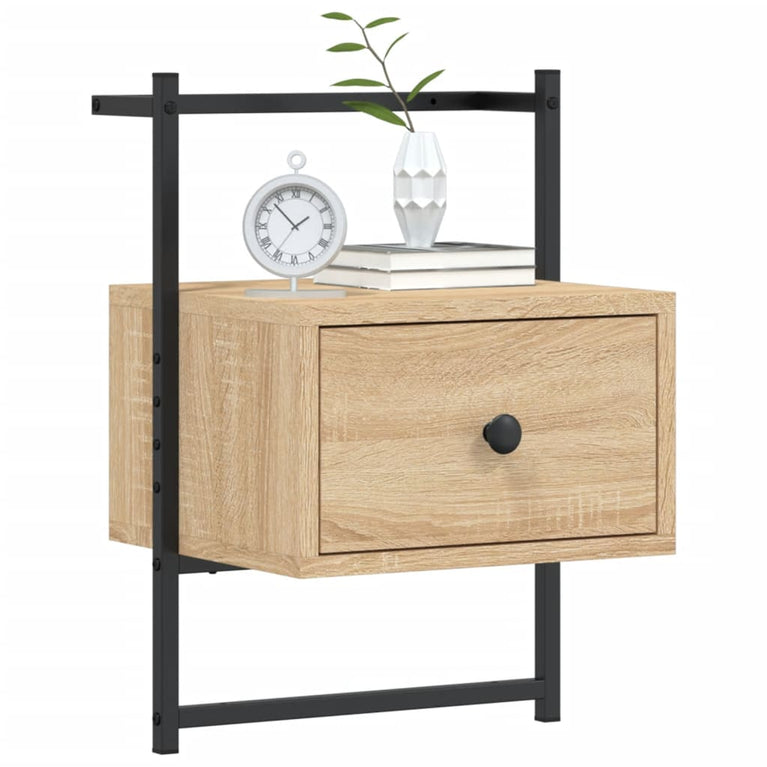Nachtkastje wandgemonteerd 35x30x51 cm hout sonoma eikenkleurig MeubelReus