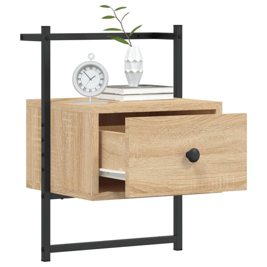 Nachtkastje wandgemonteerd 35x30x51 cm hout sonoma eikenkleurig MeubelReus