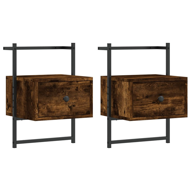 Nachtkastjes 2 st wandgemonteerd 35x30x51 cm hout gerookt eiken MeubelReus