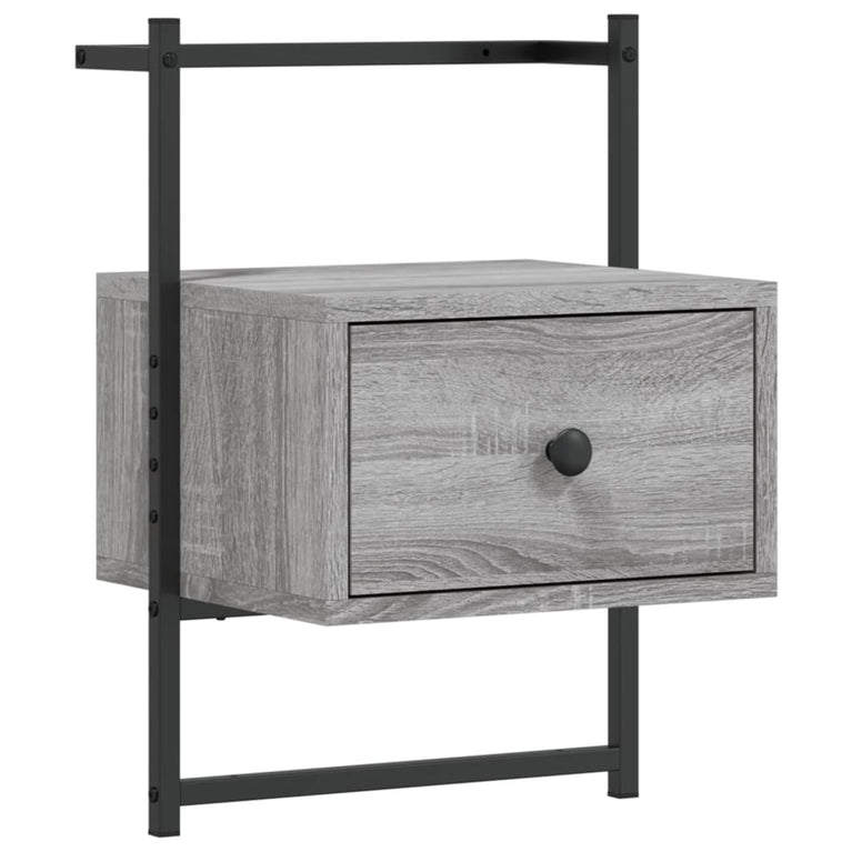 Nachtkastje wandgemonteerd 35x30x51 cm hout grijs sonoma eiken MeubelReus