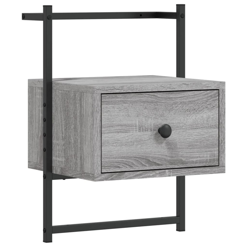 Nachtkastje wandgemonteerd 35x30x51 cm hout grijs sonoma eiken MeubelReus