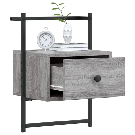 Nachtkastje wandgemonteerd 35x30x51 cm hout grijs sonoma eiken MeubelReus