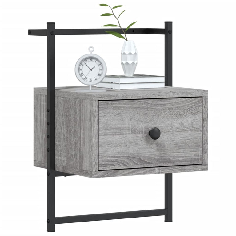 Nachtkastje wandgemonteerd 35x30x51 cm hout grijs sonoma eiken MeubelReus