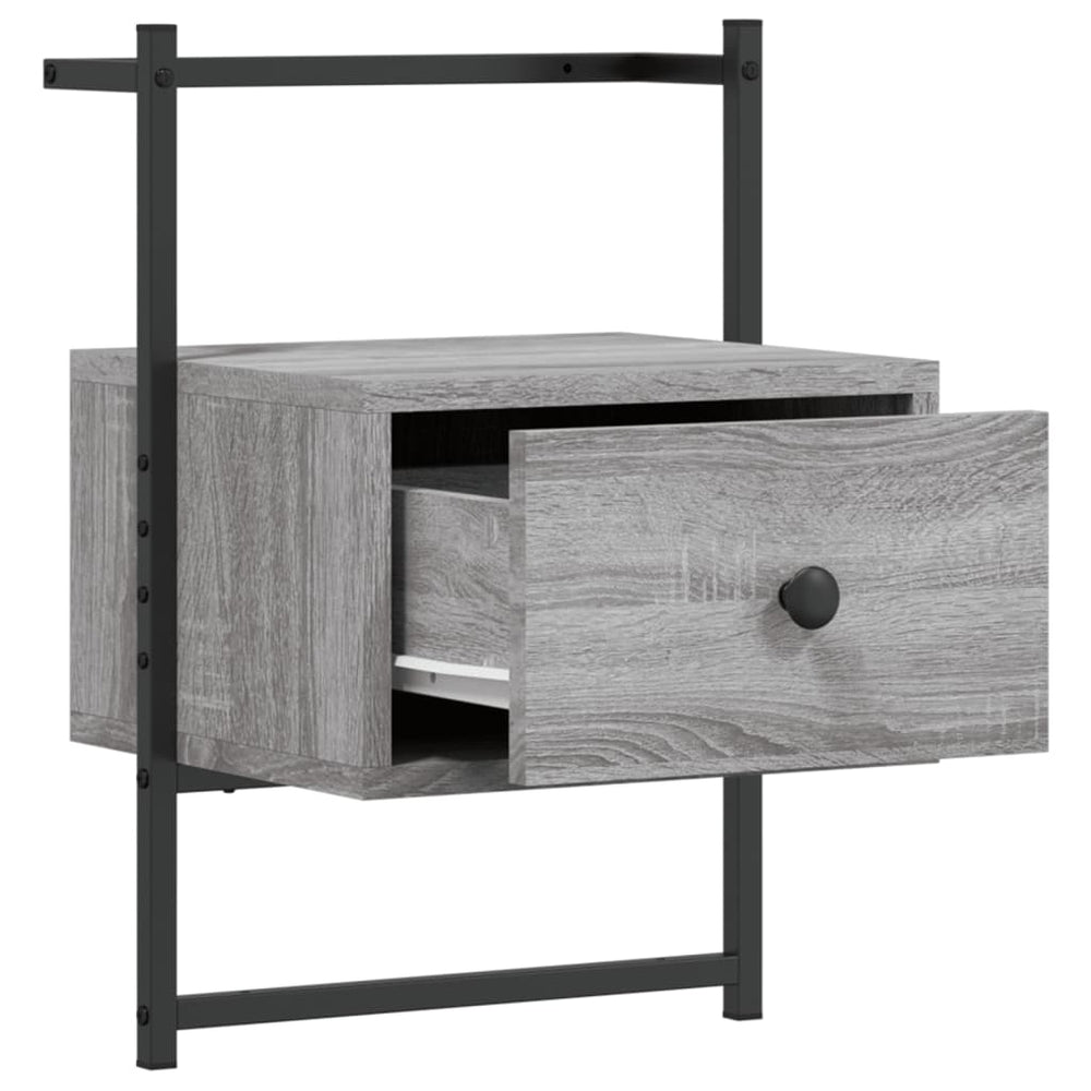 Nachtkastje wandgemonteerd 35x30x51 cm hout grijs sonoma eiken MeubelReus