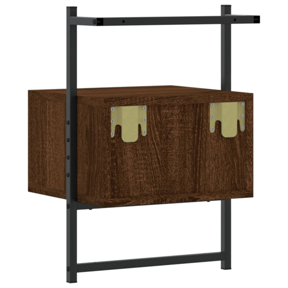 Nachtkastje wandgemonteerd 35x30x51 cm hout bruin eikenkleur MeubelReus