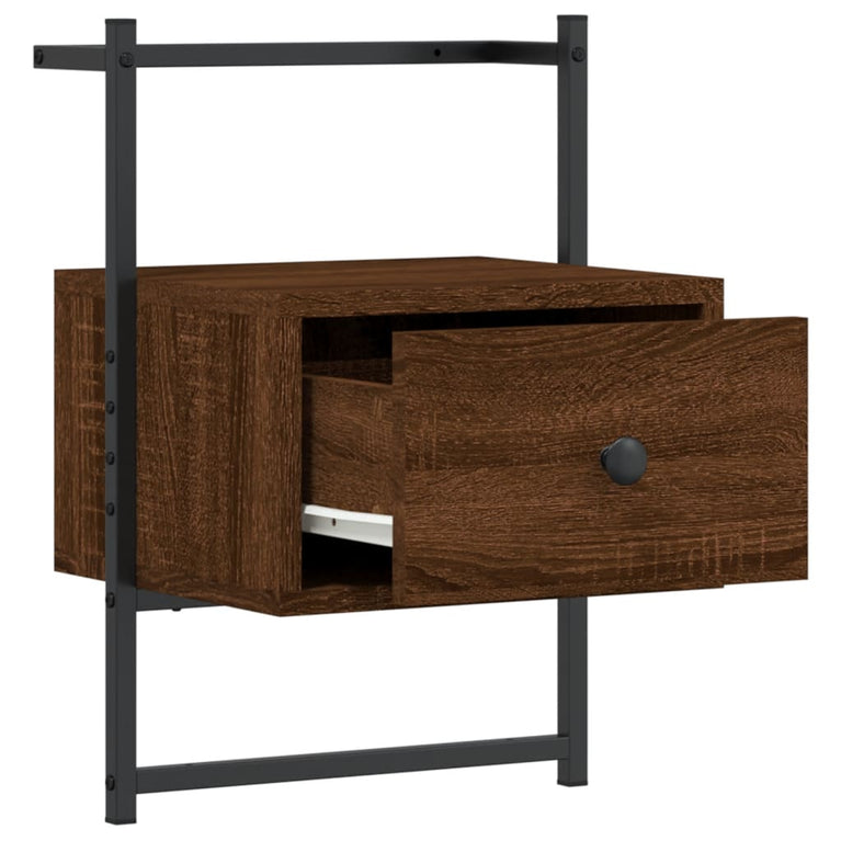 Nachtkastje wandgemonteerd 35x30x51 cm hout bruin eikenkleur MeubelReus
