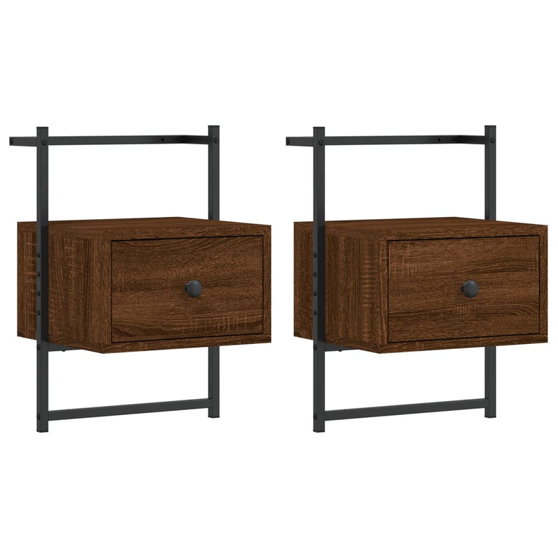Nachtkastjes 2 st wandgemonteerd 35x30x51 cm hout bruineiken MeubelReus