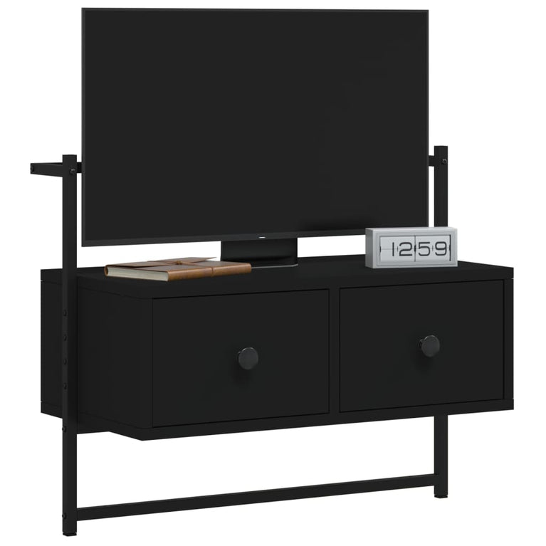 Tv-meubel wandgemonteerd 60,5x30x51 cm bewerkt hout zwart MeubelReus