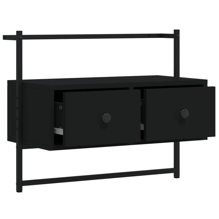 Tv-meubel wandgemonteerd 60,5x30x51 cm bewerkt hout zwart MeubelReus