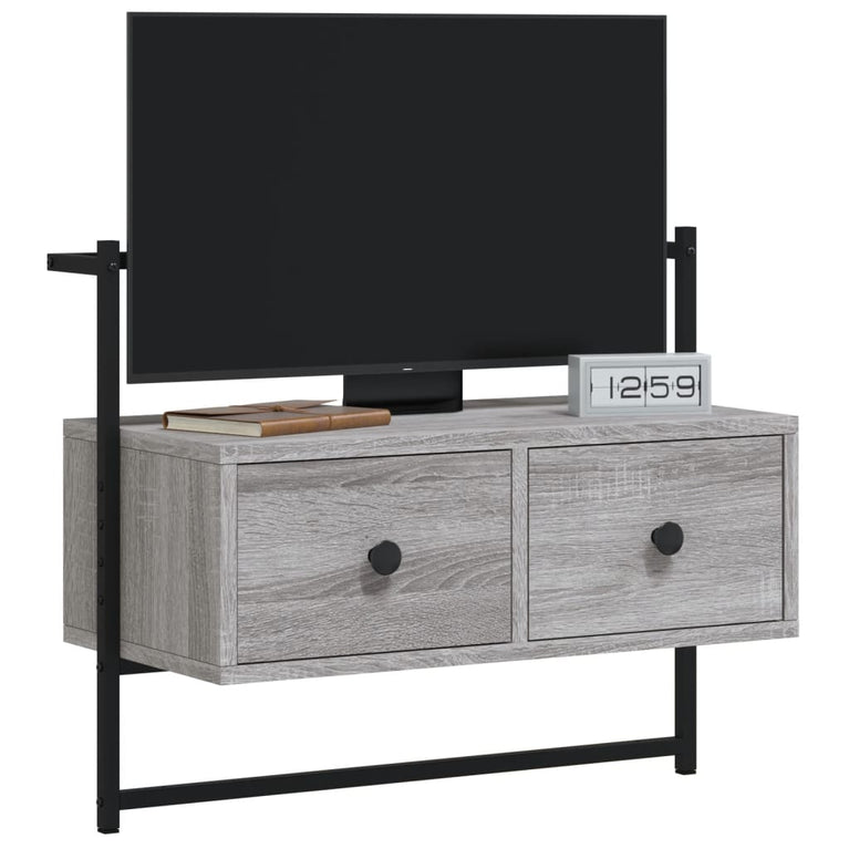 Tv-meubel wandgemonteerd 60,5x30x51 cm hout grijs sonoma eiken MeubelReus