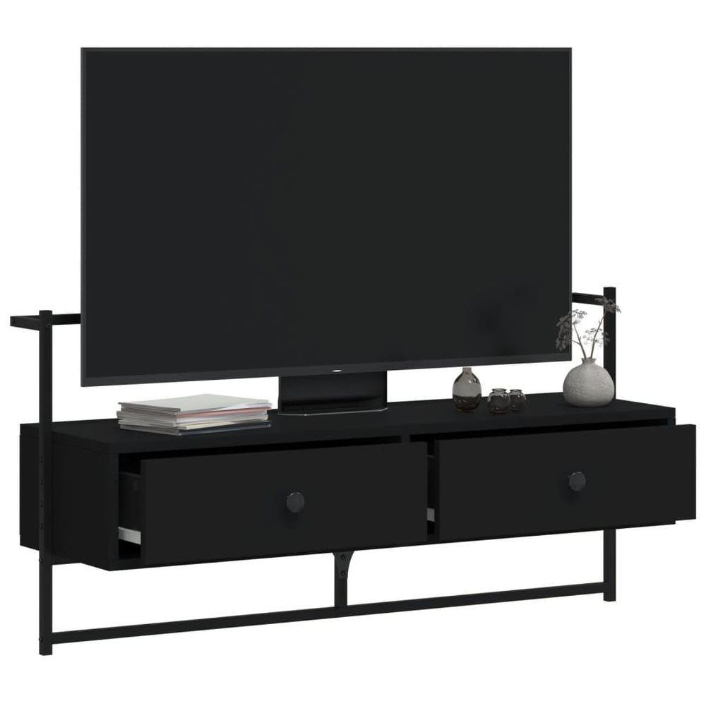 Tv-meubel wandgemonteerd 100,5x30x51 cm bewerkt hout zwart MeubelReus