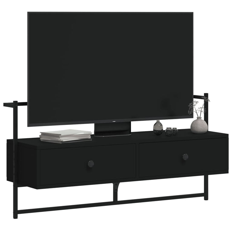 Tv-meubel wandgemonteerd 100,5x30x51 cm bewerkt hout zwart MeubelReus