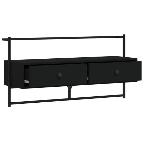 Tv-meubel wandgemonteerd 100,5x30x51 cm bewerkt hout zwart MeubelReus