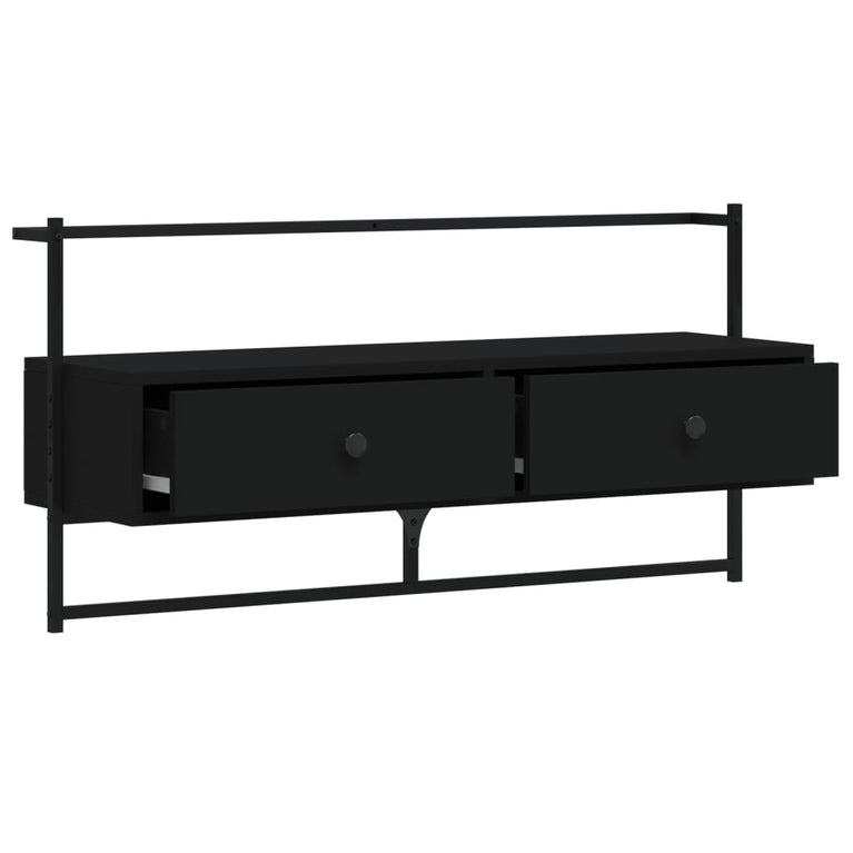Tv-meubel wandgemonteerd 100,5x30x51 cm bewerkt hout zwart MeubelReus