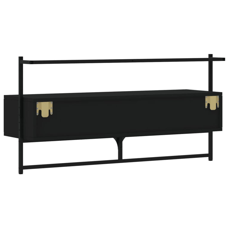 Tv-meubel wandgemonteerd 100,5x30x51 cm bewerkt hout zwart MeubelReus