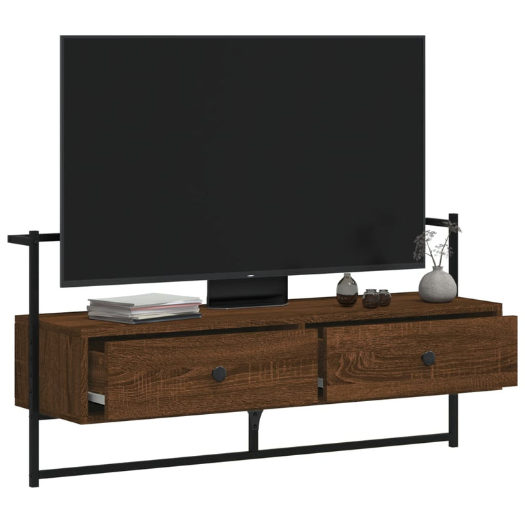 Tv-meubel wandgemonteerd 100,5x30x51 cm hout bruin eikenkleur MeubelReus