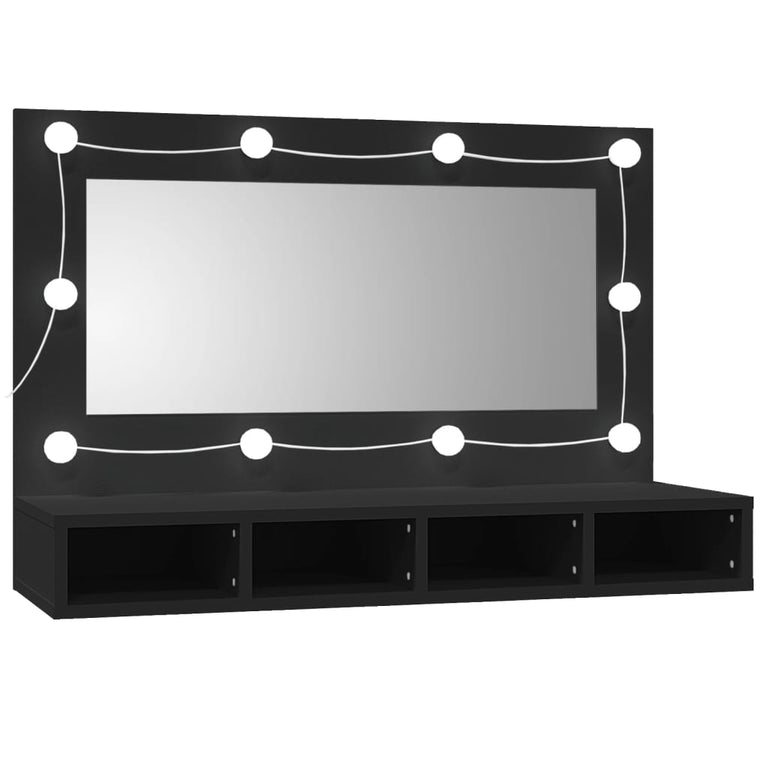 Spiegelkast met LED-verlichting 90x31,5x62 cm zwart MeubelReus