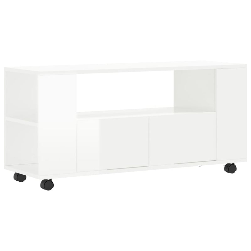 Tv-meubel 102x34,5x43 bewerkt hout hoogglans wit MeubelReus