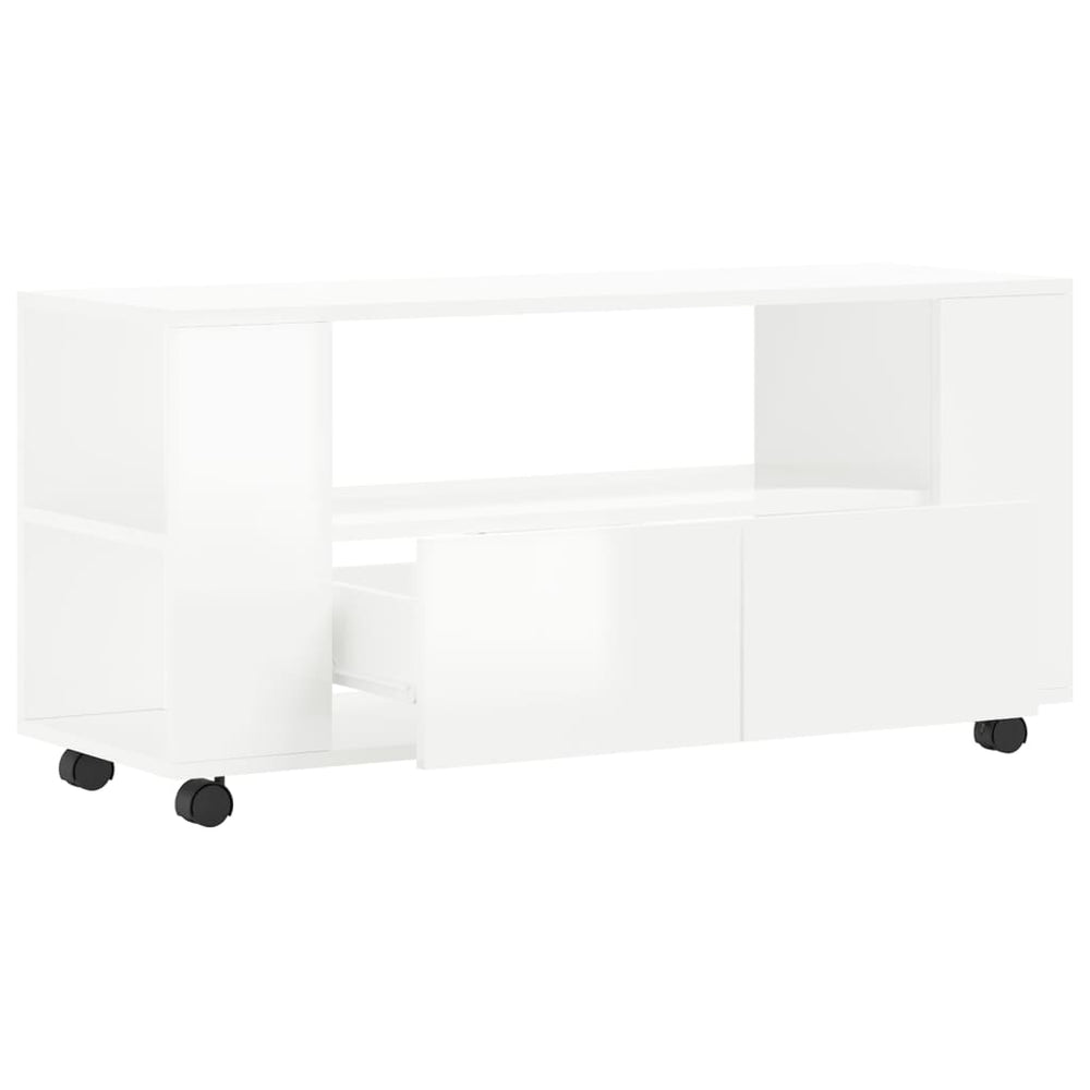 Tv-meubel 102x34,5x43 bewerkt hout hoogglans wit MeubelReus