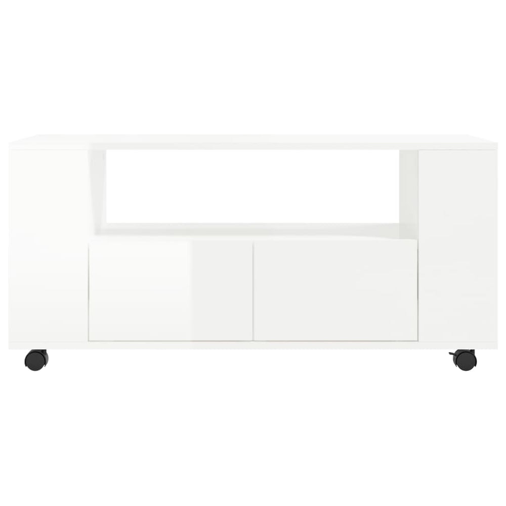 Tv-meubel 102x34,5x43 bewerkt hout hoogglans wit MeubelReus
