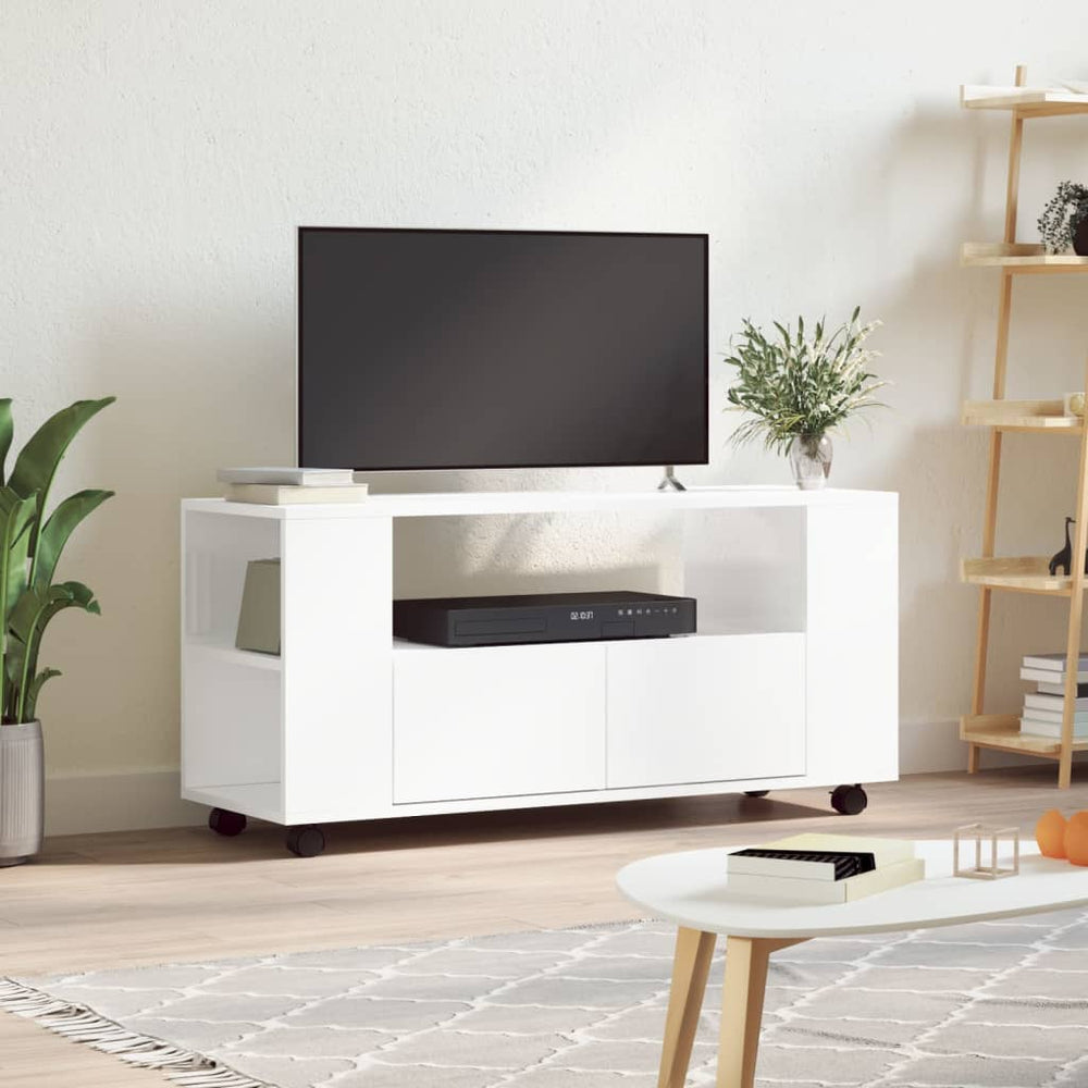 Tv-meubel 102x34,5x43 bewerkt hout hoogglans wit MeubelReus