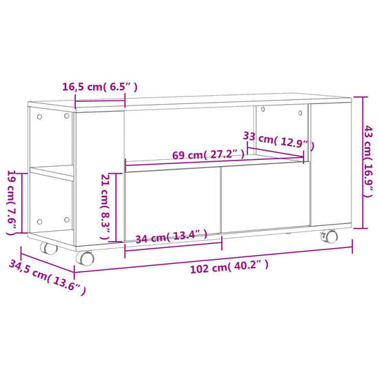 Tv-meubel 102x34,5x43 cm bewerkt hout grijs sonoma eikenkleurig MeubelReus