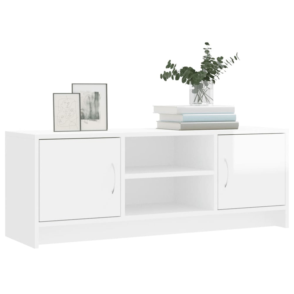 Tv-meubel 102x30x37,5 cm bewerkt hout hoogglans wit MeubelReus