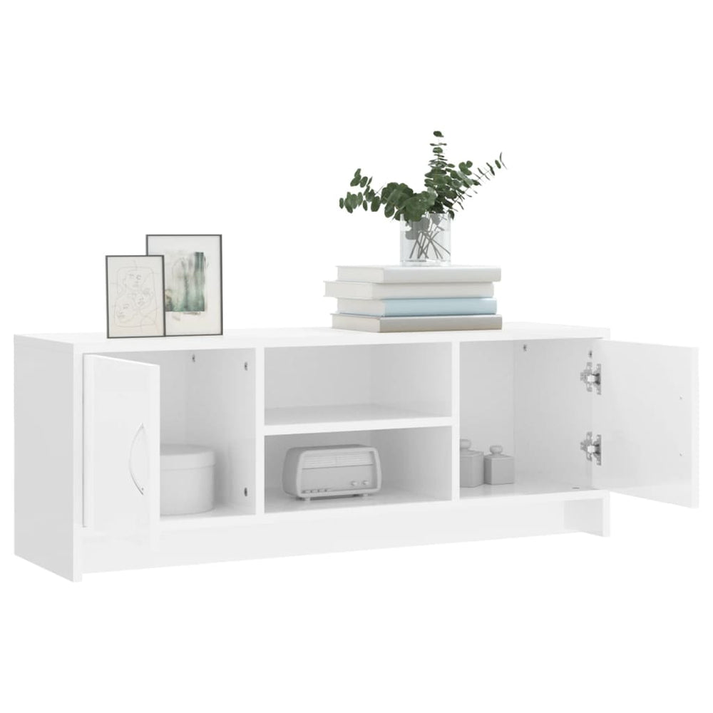 Tv-meubel 102x30x37,5 cm bewerkt hout hoogglans wit MeubelReus