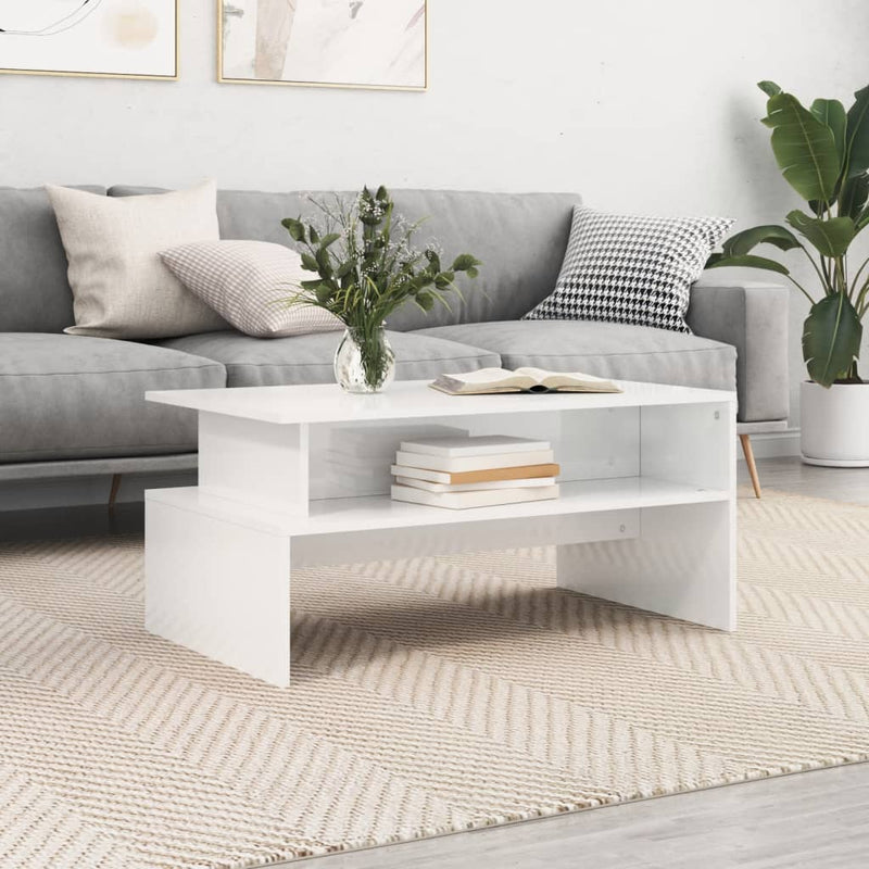 Salontafel 90x55x42,5 cm bewerkt hout hoogglans wit MeubelReus