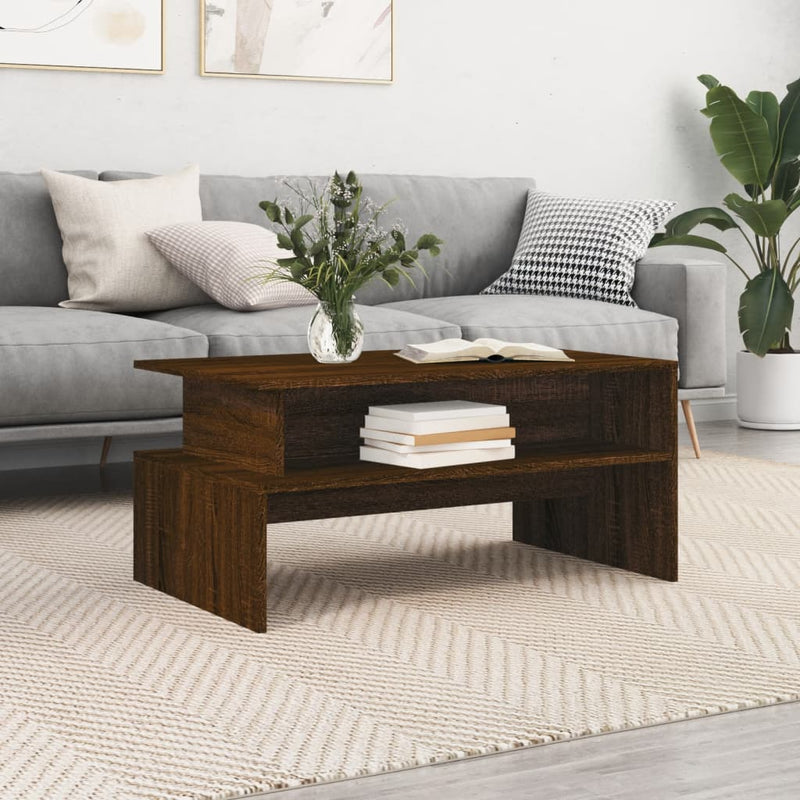 Salontafel 90x55x42,5 cm bewerkt hout bruin eikenkleur MeubelReus