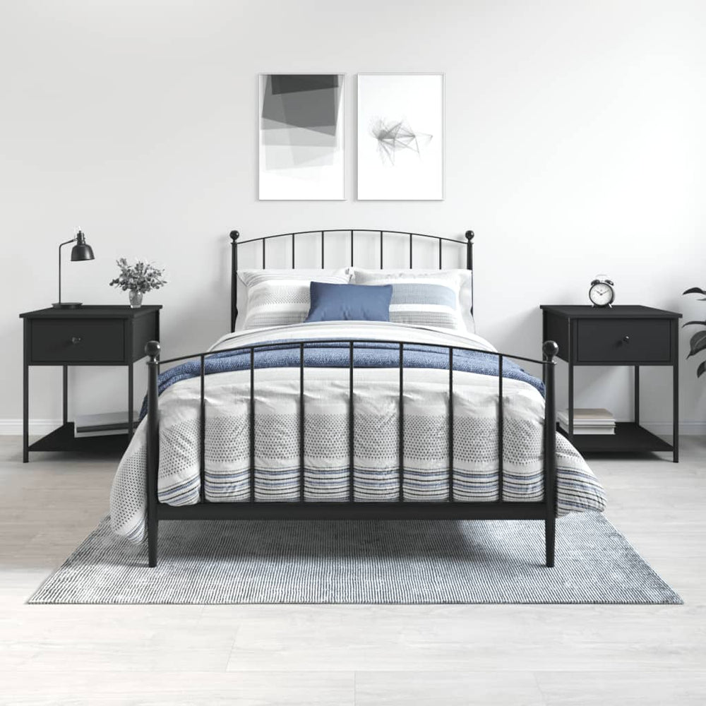 Nachtkastjes 2 st 44x45x58 cm bewerkt hout zwart MeubelReus