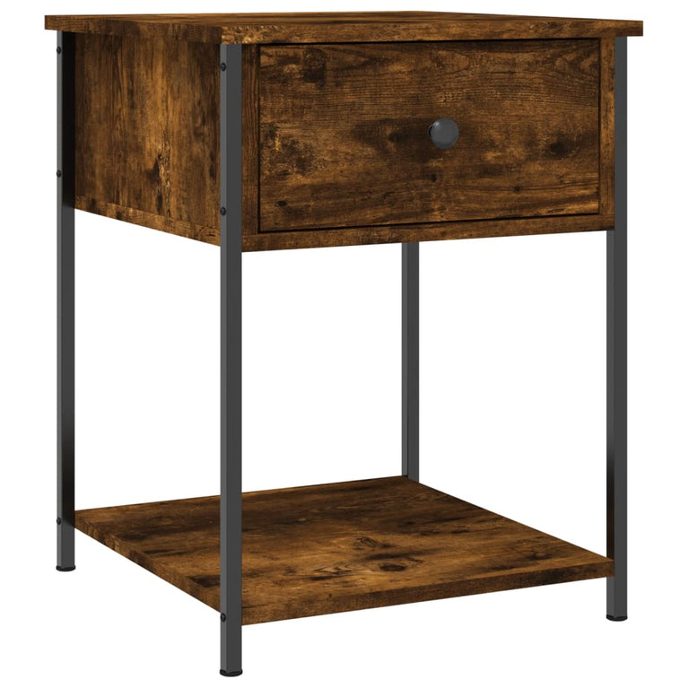 Nachtkastje 44x45x58 cm bewerkt hout gerookt eikenkleurig MeubelReus