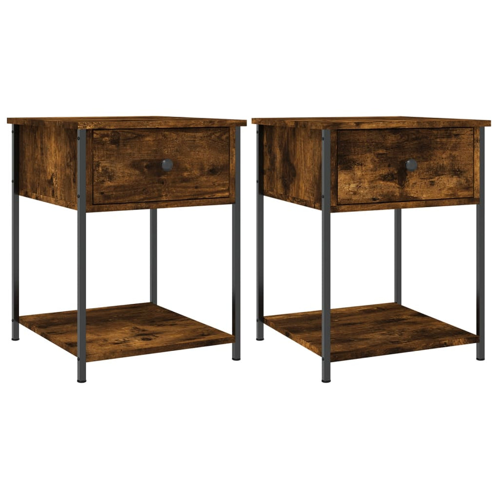 Nachtkastjes 2 st 44x45x58 cm bewerkt hout gerookt eikenkleurig MeubelReus
