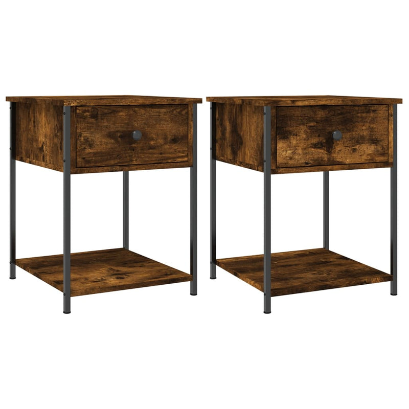 Nachtkastjes 2 st 44x45x58 cm bewerkt hout gerookt eikenkleurig MeubelReus