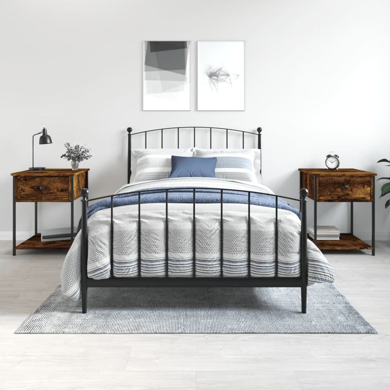 Nachtkastjes 2 st 44x45x58 cm bewerkt hout gerookt eikenkleurig MeubelReus