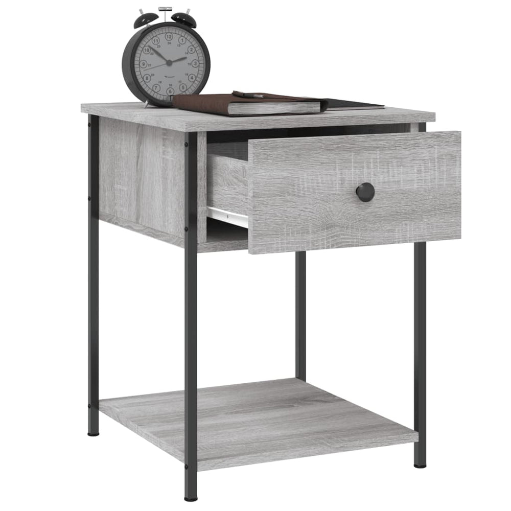 Nachtkastje 44x45x58 cm bewerkt hout grijs sonoma eikenkleurig MeubelReus