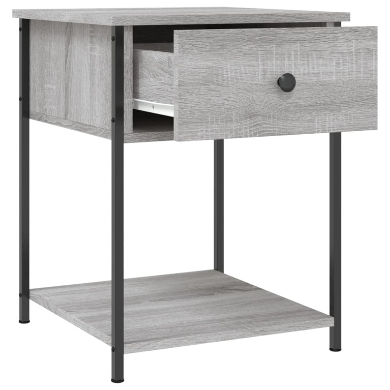 Nachtkastje 44x45x58 cm bewerkt hout grijs sonoma eikenkleurig MeubelReus