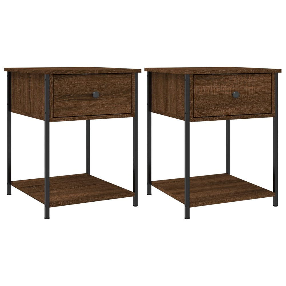 Nachtkastjes 2 st 44x45x58 cm bewerkt hout bruin eikenkleur MeubelReus