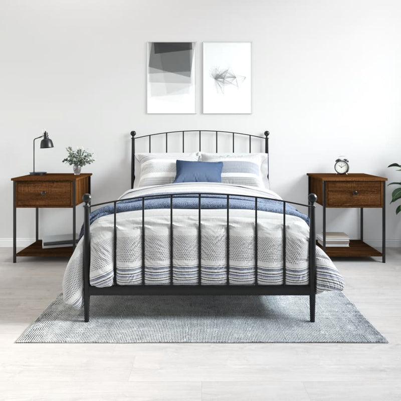 Nachtkastjes 2 st 44x45x58 cm bewerkt hout bruin eikenkleur MeubelReus