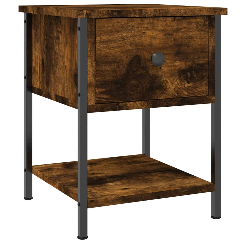 Nachtkastje 34x35,5x45 cm bewerkt hout gerookt eikenkleurig MeubelReus