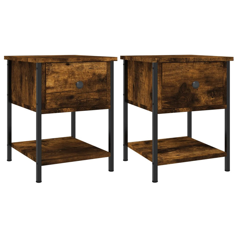Nachtkastjes 2 st 34x35,5x45 cm bewerkt hout gerookt eikenkleur MeubelReus