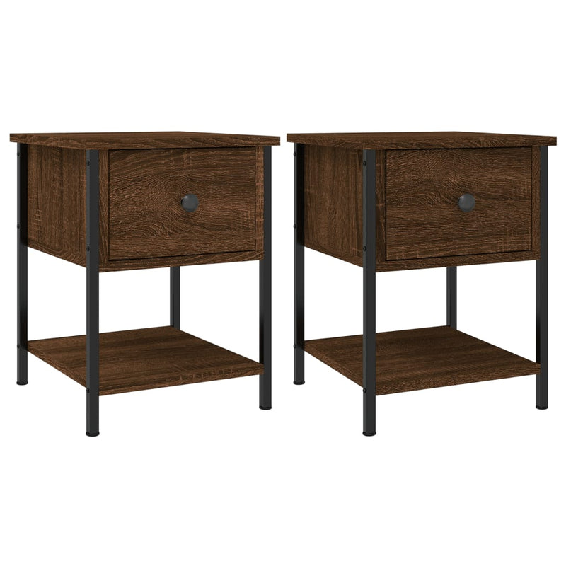 Nachtkastjes 2 st 34x35,5x45 cm bewerkt hout bruin eikenkleur MeubelReus