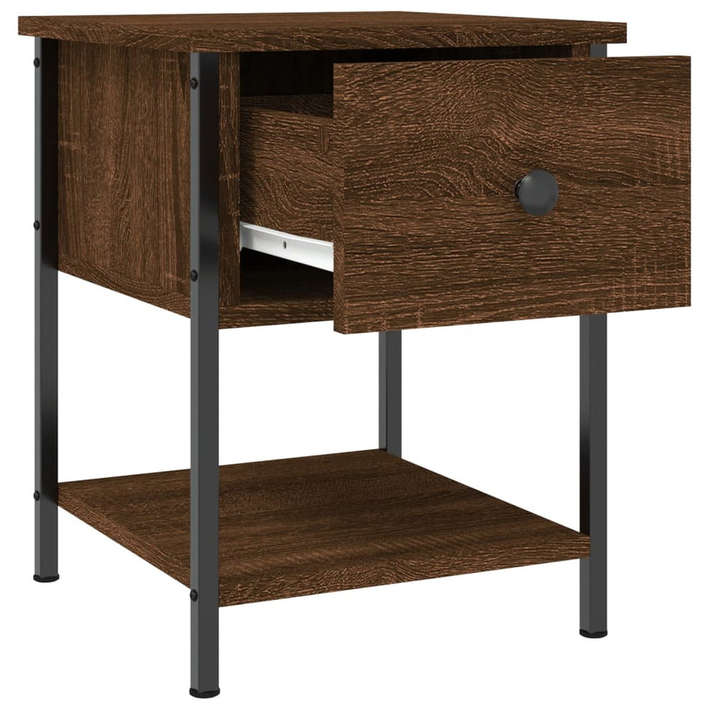 Nachtkastjes 2 st 34x35,5x45 cm bewerkt hout bruin eikenkleur MeubelReus