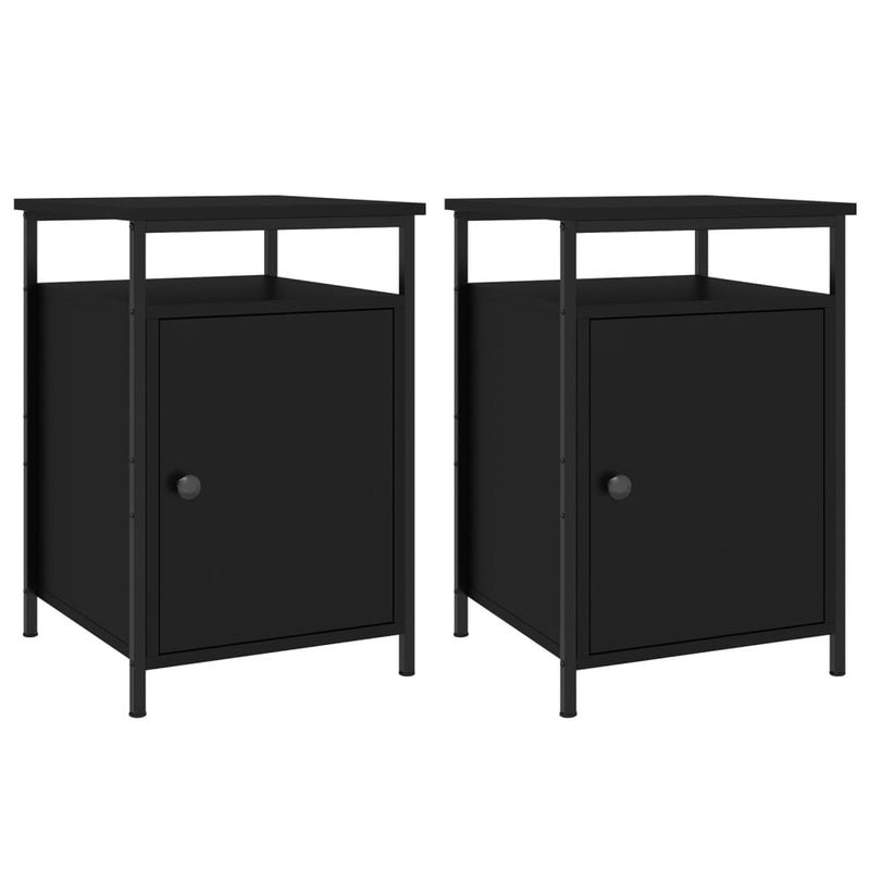 Nachtkastjes 2 st 40x42x60 cm bewerkt hout zwart MeubelReus